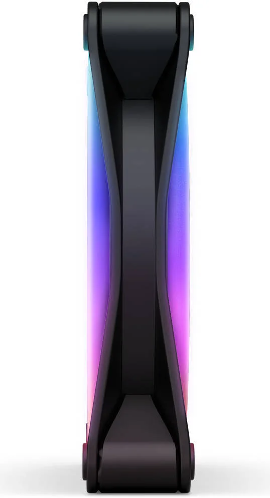 فن کامپیوتر تکی NZXT F120 RGB Duo، جنس پلاستیک+لاستیک+PCB، بلبرینگ دینامیکی سیال، نورپردازی دو طرفه، کانکتور 4 پین PWM، سرعت فن 1800 دور در دقیقه، جریان هوای 48.58 CFM، مشکی | RF-D12SF-B1