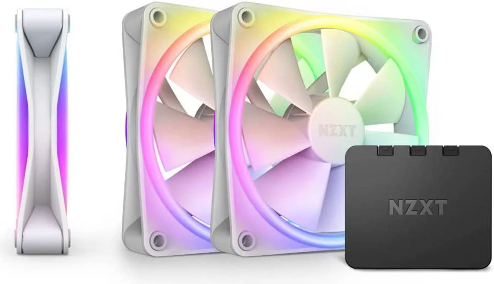 فن سه تایی NZXT F120 RGB Duo، سایز 120 میلی‌متری، به همراه کنترلر RGB، دارای 20 LED با قابلیت آدرس‌دهی مجزا، جریان هوای متعادل و فشار استاتیک، بلبرینگ دینامیک سیال، سرعت 500-1800 دور در دقیقه، سفید | RF-D12TF-W1