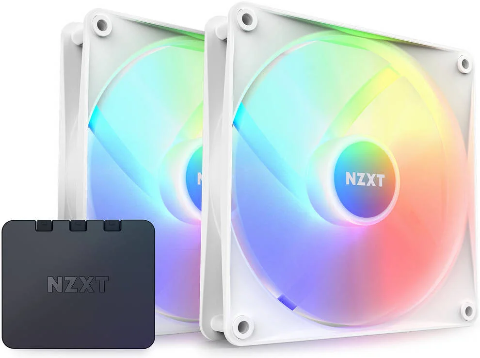 فن های NZXT F140 RGB Core با کنترلر RGB، جریان هوای بالا و فشار استاتیک، سرعت تا 1800 دور در دقیقه، FDB، جریان هوای 78.86 CFM، همگام سازی نورپردازی با کنترلر، بسته 2 عددی، سفید | RF-C14DF-W1