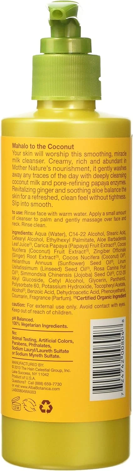 شوینده صورت آلبا بوتانیکا هاوایی، شیر نارگیل پاک کننده عمیق، 236 میلی لیتر شوینده صورت آلبا بوتانیکا هاوایی، شیر نارگیل پاک کننده عمیق، 236 میلی لیتر