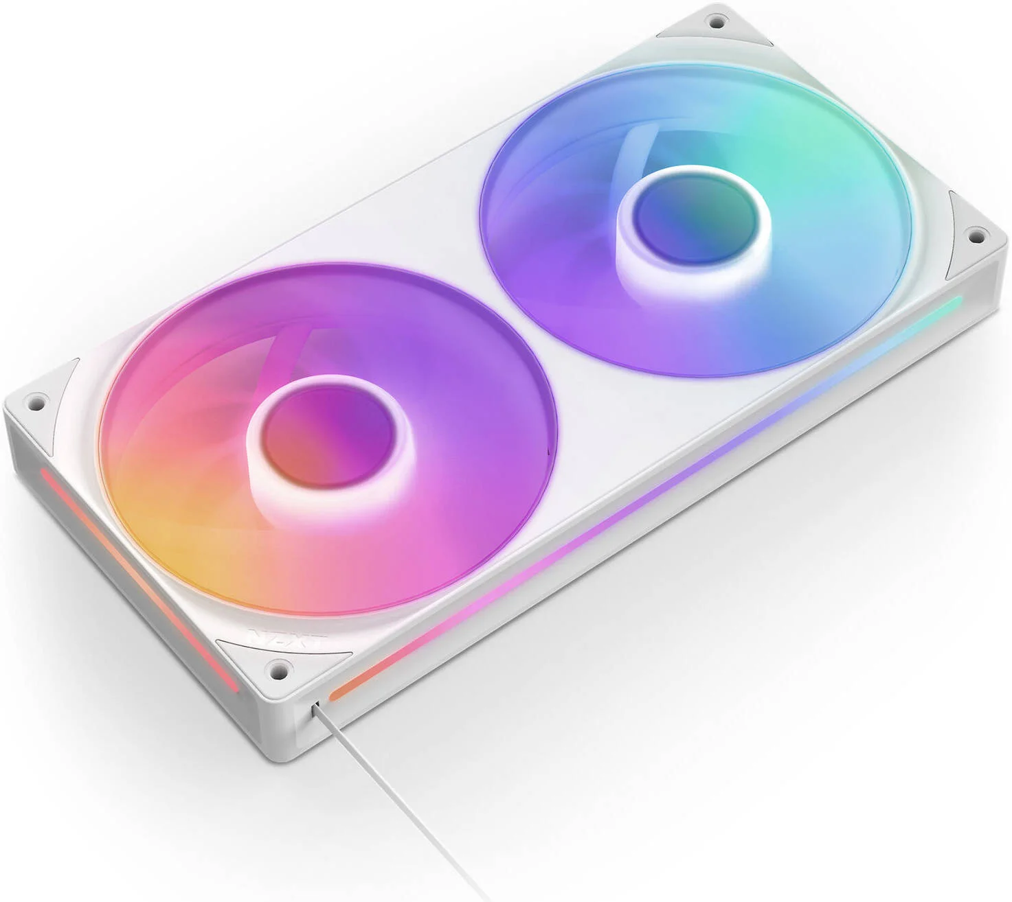 فن تکی RGB مدل NZXT F240 RGB CORE با ابعاد 240 میلی‌متر، فن‌های FDB 120 میلی‌متری، سرعت فن تا 2400 دور در دقیقه، جریان هوای 75.12 CFM، سفید | RF-U24HF-W1