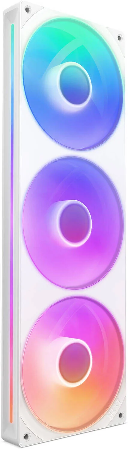 واحد فن تکی RGB مدل NZXT F360 RGB CORE با ابعاد 360 میلی‌متر، فن‌های 120 میلی‌متری FDB، سرعت فن تا 2400 دور در دقیقه، جریان هوای 75.12 CFM، کنترل فن PWM، سفید | RF-U36HF-W1
