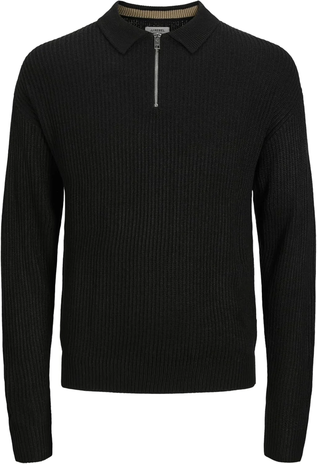 پلیور زیپ‌دار بافتنی مردانه جی‌جی ریبل مدل Jreblogan آستین بلند (تک عددی)