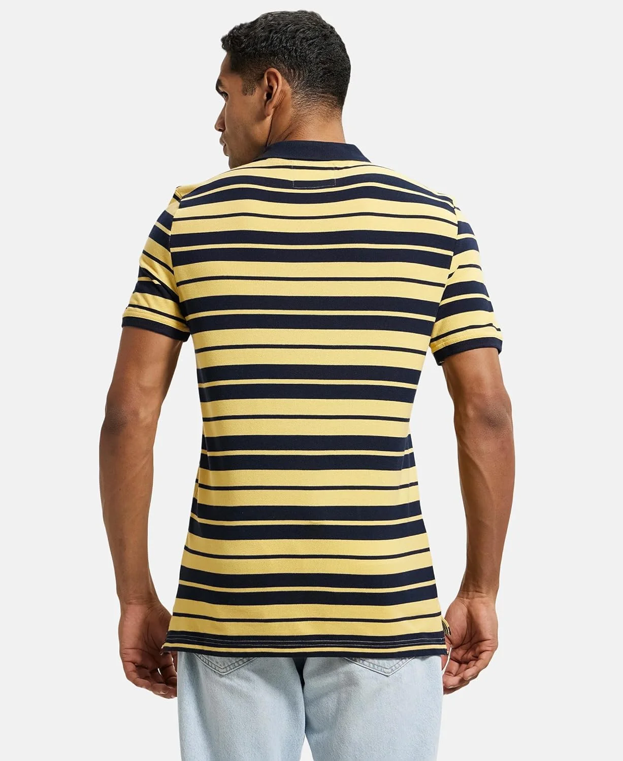 تی شرت پولو مردانه جاکی، راه راه، با الیاف غنی پنبه ای سوپر شانه شده، برش معمولی