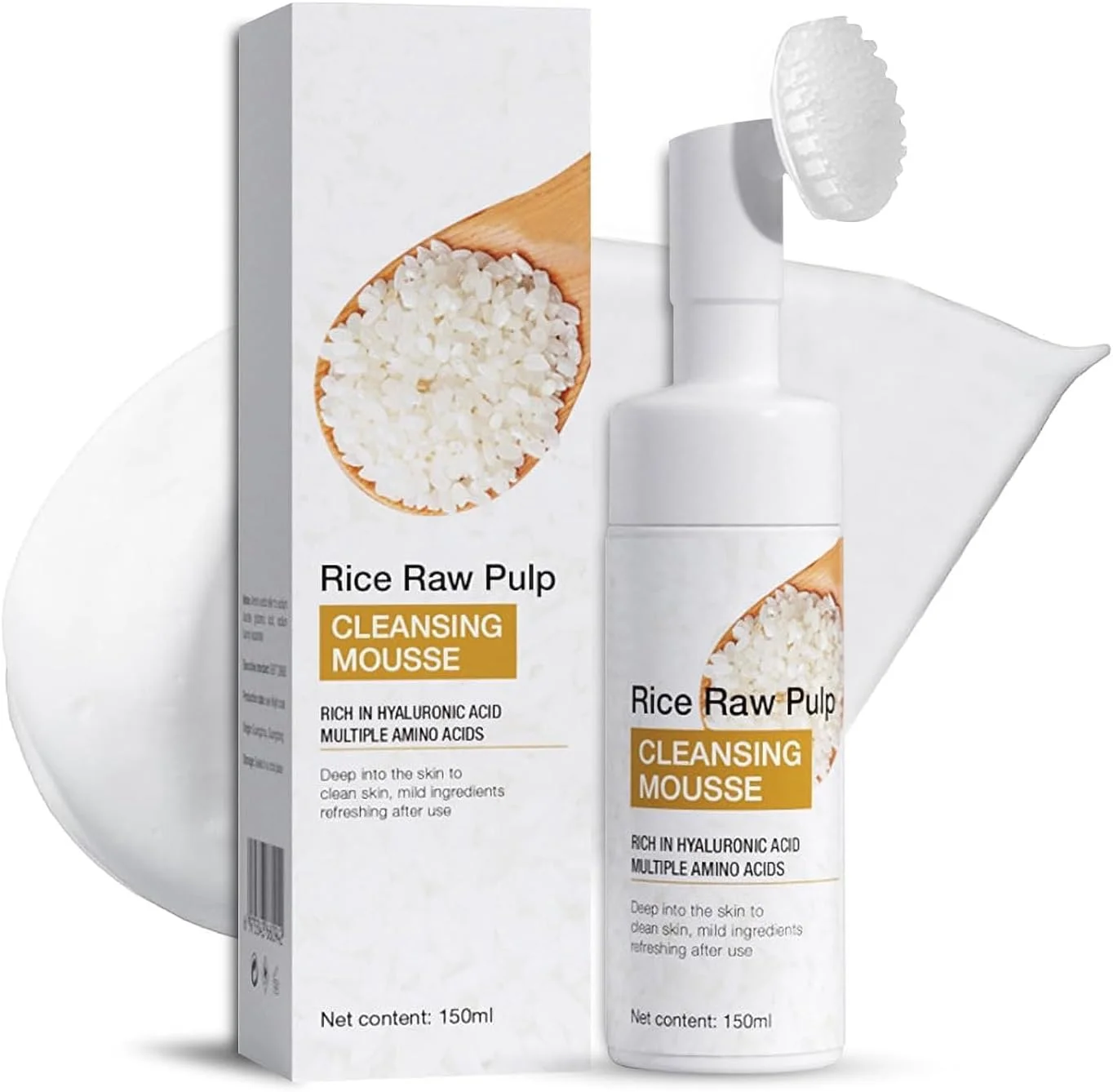 شوینده صورت برنج، روشن کننده و آبرسان، فومینگ واش با آمینو اسیدها و برس سیلیکونی، 150 میلی لیتر