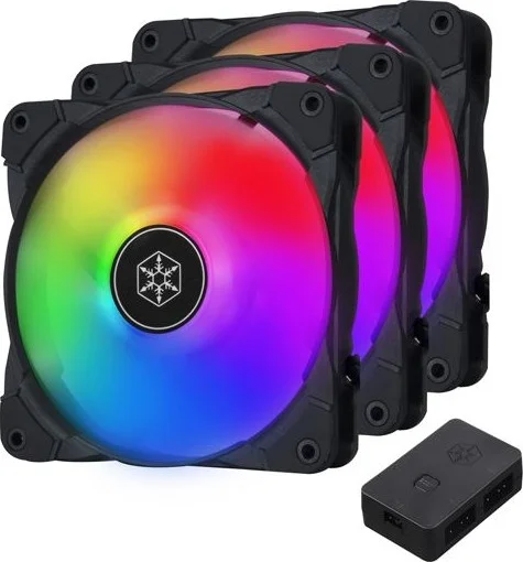 فن RGB آدرس پذیر نقره ای SilverStone Air Blazer 120i Lite Brilliant مدل 3 در 1 با قاب مشکی - SST-AB120I-ARGB-3PK