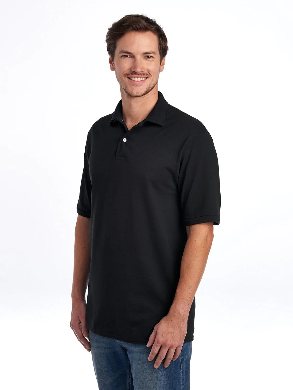پولوشرت آستین کوتاه مردانه Jerzees، ترکیبی از پنبه، دارای دو دکمه، برش معمولی، سایزهای S-5x (بسته 1 عددی)