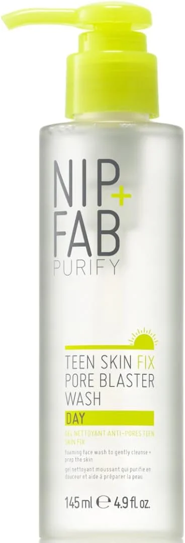 ژل شستشوی صورت روزانه Nip+Fab Teen Skin Fix Pore Blaster حاوی عصاره واسابی و ویتامین E، پاک کننده ملایم پوست برای کنترل چربی، پالایش و کوچک کردن منافذ، 145 میلی لیتر ژل شستشوی صورت روزانه Nip+Fab Teen Skin Fix Pore Blaster حاوی عصاره واسابی و ویتامین E، پاک کننده ملایم پوست برای کنترل چربی، پالایش و کوچک کردن منافذ، 145 میلی لیتر