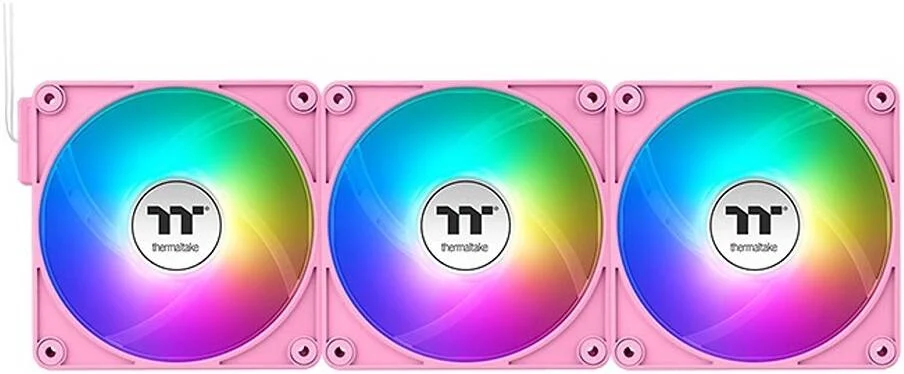 فن خنک کننده Thermaltake CT120 EX Reverse ARGB PC، سایز 120 میلی متر، پره های معکوس، سرعت فن 2000 دور در دقیقه، جریان هوای فن 65.82 CFM، نوع بلبرینگ هیدرولیک، بسته 3 عددی، صورتی | CL-F225-PL12PK-A