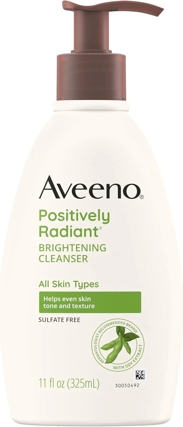 شوینده صورت روشن کننده Aveeno Positively Radiant برای پوست حساس، هدف قرار دادن پوست کدر، حاوی عصاره غنی سویا، غیر کومدون زا، فاقد چربی و صابون، ضد حساسیت، 325 میلی لیتر شوینده صورت روشن کننده Aveeno Positively Radiant برای پوست حساس، هدف قرار دادن پوست کدر، حاوی عصاره غنی سویا، غیر کومدون زا، فاقد چربی و صابون، ضد حساسیت، 325 میلی لیتر