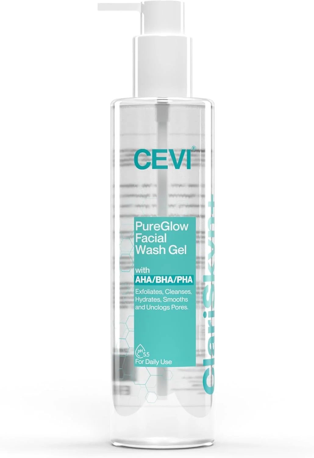 ژل شستشوی صورت CEVI ClariSkyn+ PureGlow با AHA/BHA/PHA، لایه بردار و آبرسان، شستشوی روزانه صورت، صاف کننده پوست و پاک کننده منافذ، پاک کننده ملایم 200 میلی لیتر ژل شستشوی صورت CEVI ClariSkyn+ PureGlow با AHA/BHA/PHA، لایه بردار و آبرسان، شستشوی روزانه صورت، صاف کننده پوست و پاک کننده منافذ، پاک کننده ملایم 200 میلی لیتر