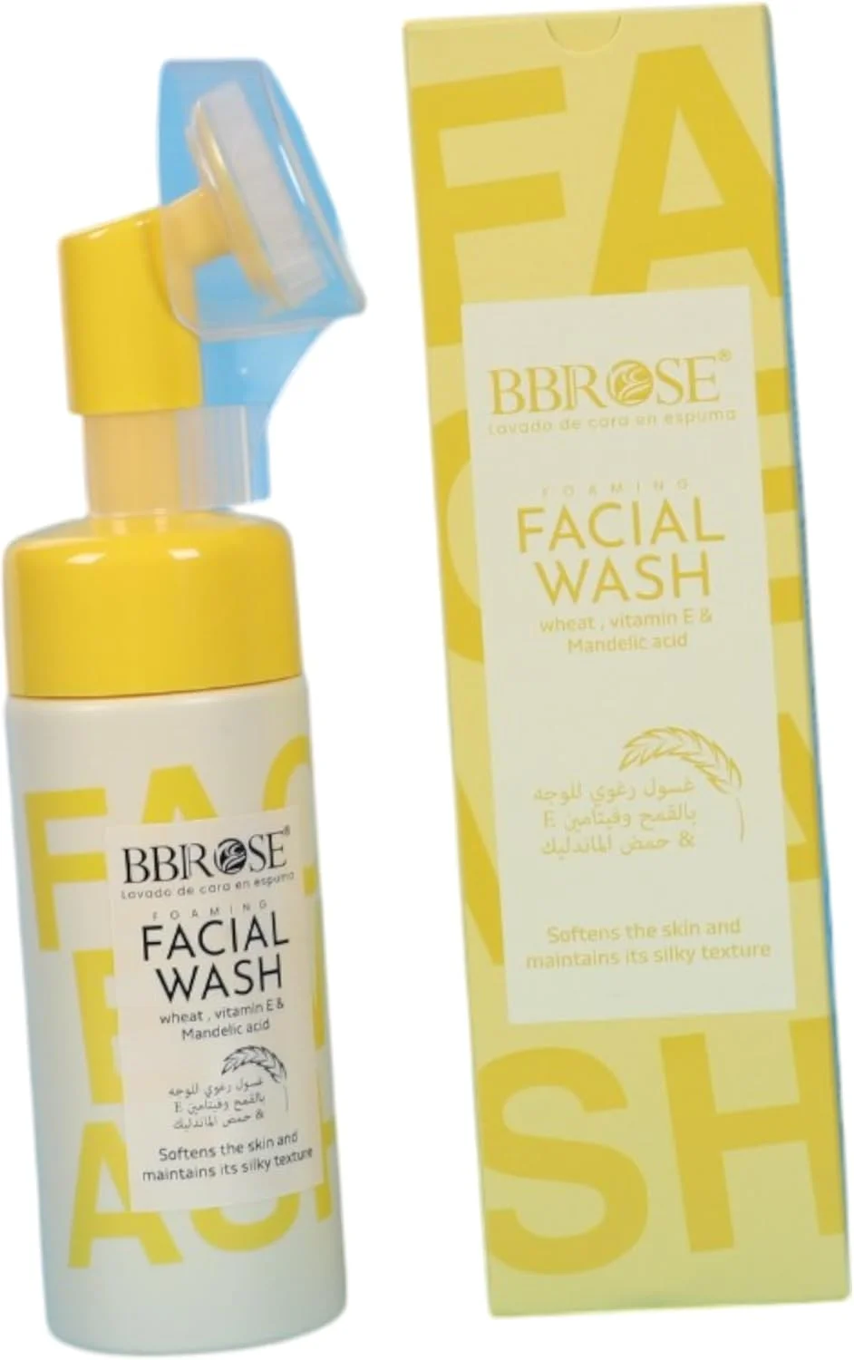 شوینده صورت گندم و ویتامین E BBROSE همراه با برس، 150 میلی لیتر - پاک کننده ملایم ژلی برای ظاهری نرم و درخشان - متعادل کننده PH، بدون سولفات و پارابن (150 میلی لیتر، گندم)