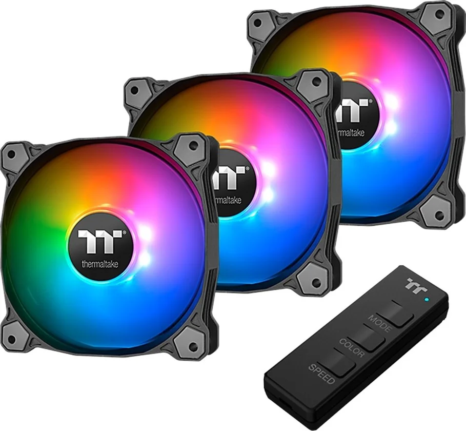 فن رادیاتور Thermaltake Pure 12 ARGB Sync، نسخه TT Premium، بلبرینگ هیدرولیک 120 میلی‌متری، سرعت فن 500 - 1500 دور در دقیقه، حداکثر جریان هوای 56.45 CFM، بسته 3 عددی، مشکی | CL-F079-PL12SW-A