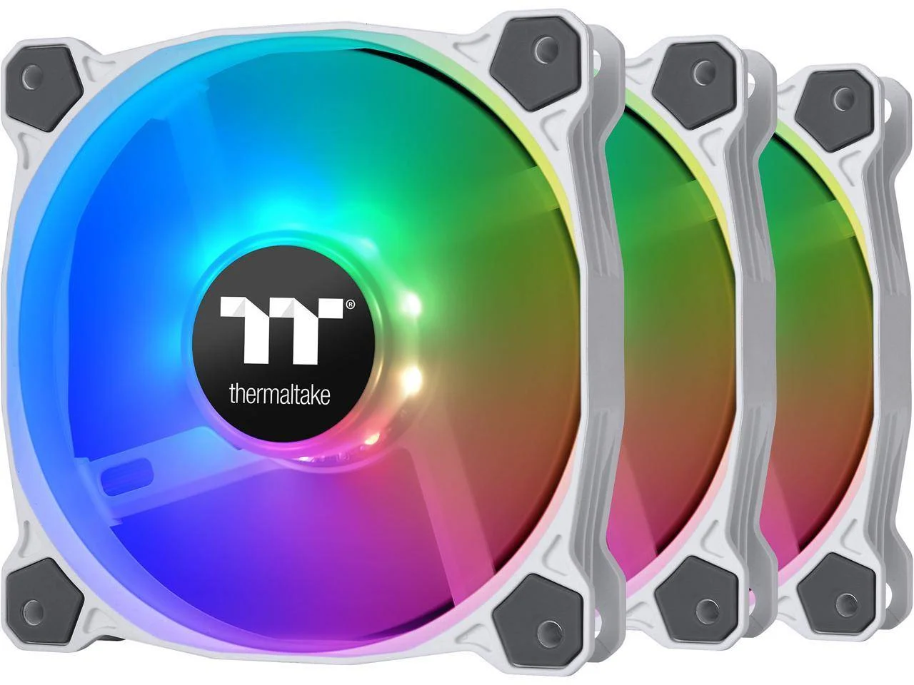فن رادیاتور Thermaltake Pure 12 ARGB Sync، نسخه TT Premium، بلبرینگ هیدرولیک 120 میلی‌متری، سرعت فن 500 - 1500 دور در دقیقه، حداکثر جریان هوای 56.45 CFM، بسته 3 عددی، سفید | CL-F127-PL12SW-A