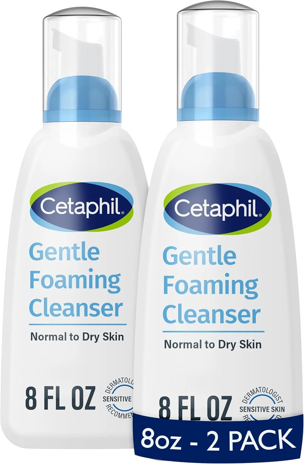 ستافیل فوم پاک کننده ملایم بدون چربی برای پوست های خشک تا معمولی و حساس، 236 میلی لیتر، بسته 2 عددی، ساخته شده با گلیسیرین و ویتامین های B5 و E، تست شده توسط متخصص پوست، ضد حساسیت، بدون صابون، بدون عطر