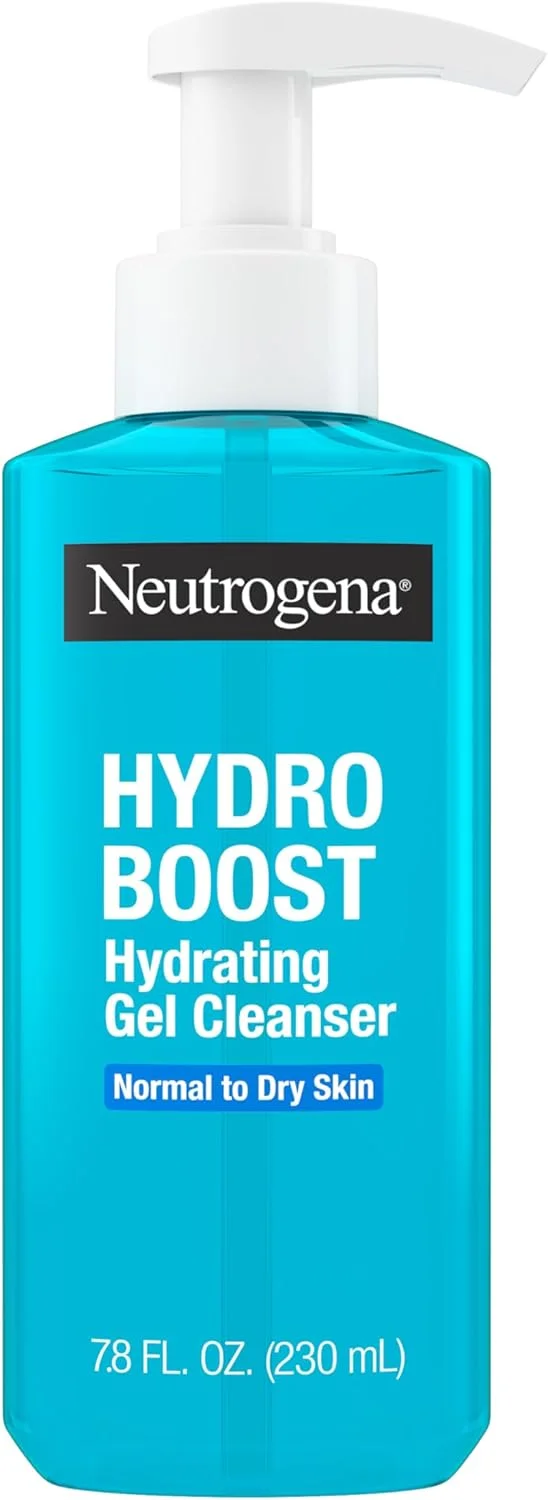 ژل شستشوی صورت نوتروژینا Hydro Boost، پاک کننده ملایم صورت و پاک کننده آرایش با اسید هیالورونیک، ضد حساسیت و بدون پارابن، 230 میلی لیتر