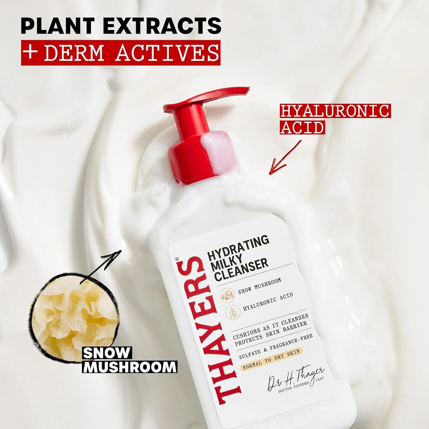 پاک کننده ملایم و آبرسان صورت Thayers با قارچ برفی و هیالورونیک اسید، توصیه شده توسط متخصصین پوست، مناسب پوست های خشک و حساس، فاقد پارابن، 236 میلی لیتر پاک کننده ملایم و آبرسان صورت Thayers با قارچ برفی و هیالورونیک اسید، توصیه شده توسط متخصصین پوست، مناسب پوست های خشک و حساس، فاقد پارابن، 236 میلی لیتر