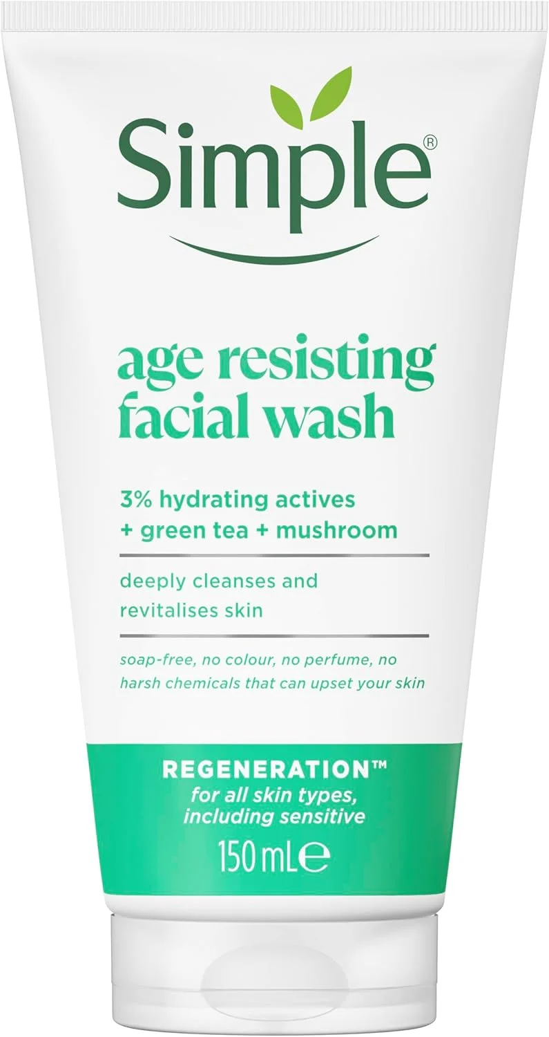 شوینده صورت احیا کننده و مقاوم در برابر پیری سیمپل با چای سبز و پاک کننده پریبیوتیک برای پوست احیا شده و شاداب 150 میلی لیتر شوینده صورت احیا کننده و مقاوم در برابر پیری سیمپل با چای سبز و پاک کننده پریبیوتیک برای پوست احیا شده و شاداب 150 میلی لیتر