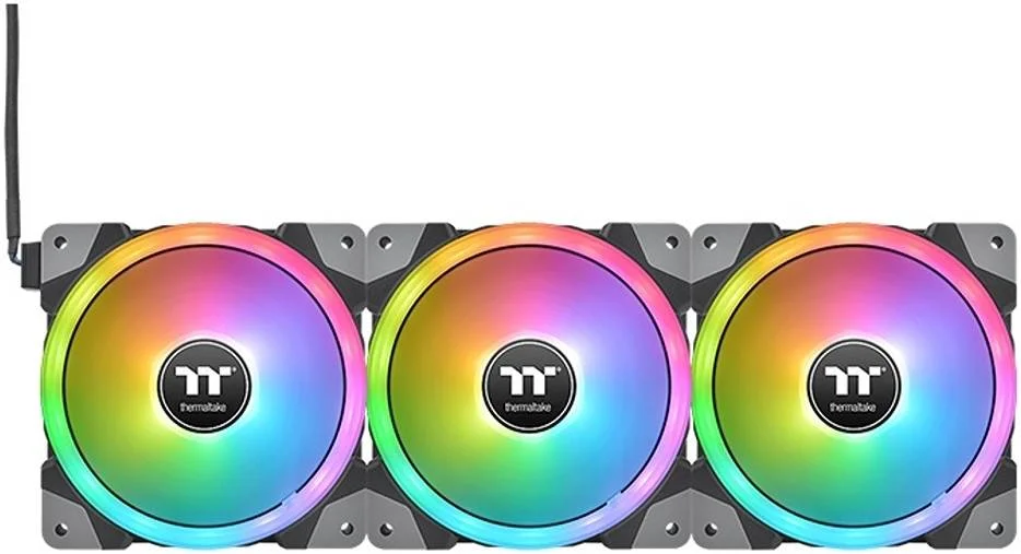 فن خنک کننده کامپیوتر ترمالتیک Swafan EX12 RGB نسخه TT Premium، فن های 120 میلی متری، 500 تا 2000 دور در دقیقه، بلبرینگ هیدرولیک، کانکتورهای USB 2.0 (9 پین)، جریان هوای استاندارد 57.11 CFM، بسته 3 عددی، مشکی | CL-F143-PL12SW-A