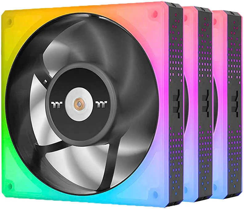فن رادیاتور فشار استاتیک بالا Thermaltake TOUGHFAN 14 RGB، نورپردازی RGB 16.8 میلیون رنگی، سرعت فن 2000 دور در دقیقه، بلبرینگ هیدرولیک نسل 2 140 میلی‌متری، جریان هوای 53.75 CFM، بسته 3 عددی، مشکی | CL-F136-PL14SW-A