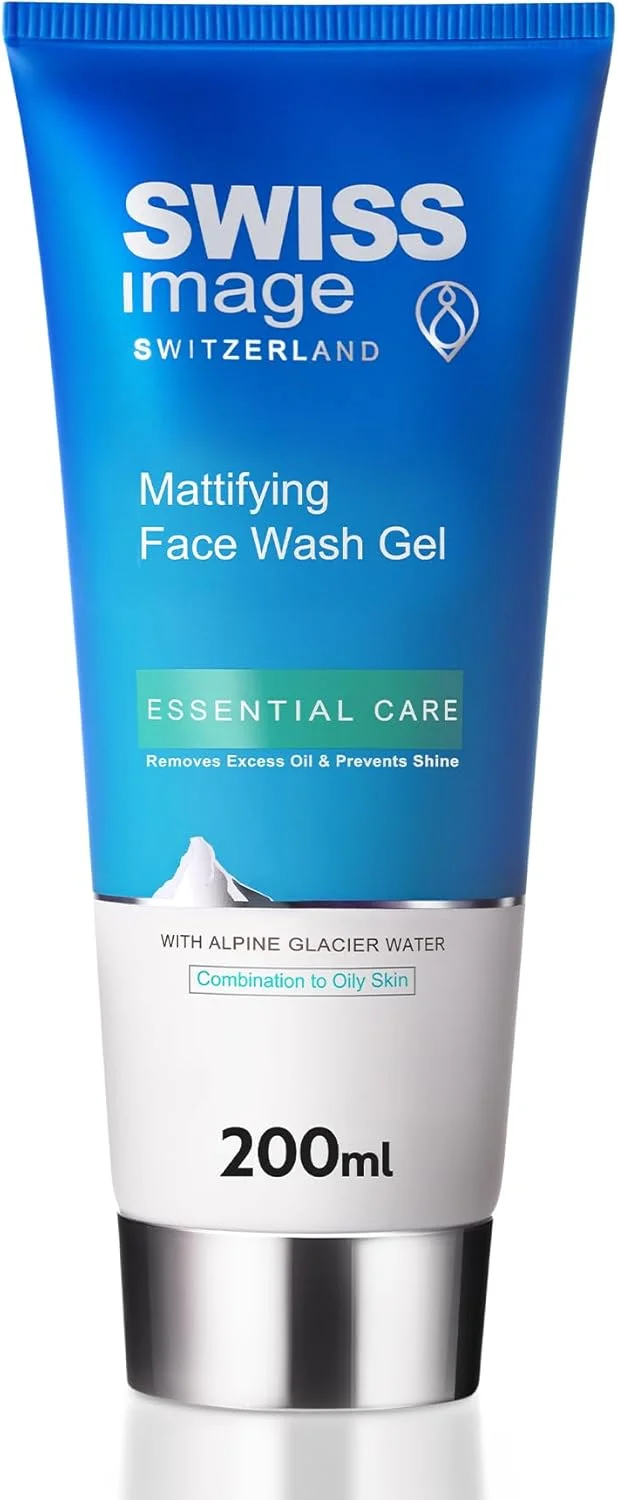 ژل شستشوی صورت مات کننده Swiss Image حجم 200 میلی لیتر | پاک کننده عمیق و خالص کننده پوست، کنترل چربی و فرمول ضد براقیت برای ظاهری مات ماندگار | مناسب پوست های مختلط تا چرب | ساخت سوئیس | برای آقایان و بانوان