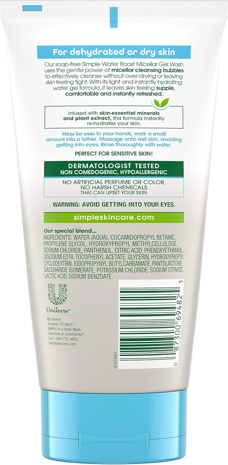 ژل شستشوی صورت میسلار سیمپل واتر بوست، 150 میلی لیتر (1 عدد) ژل شستشوی صورت میسلار سیمپل واتر بوست، 150 میلی لیتر (1 عدد)