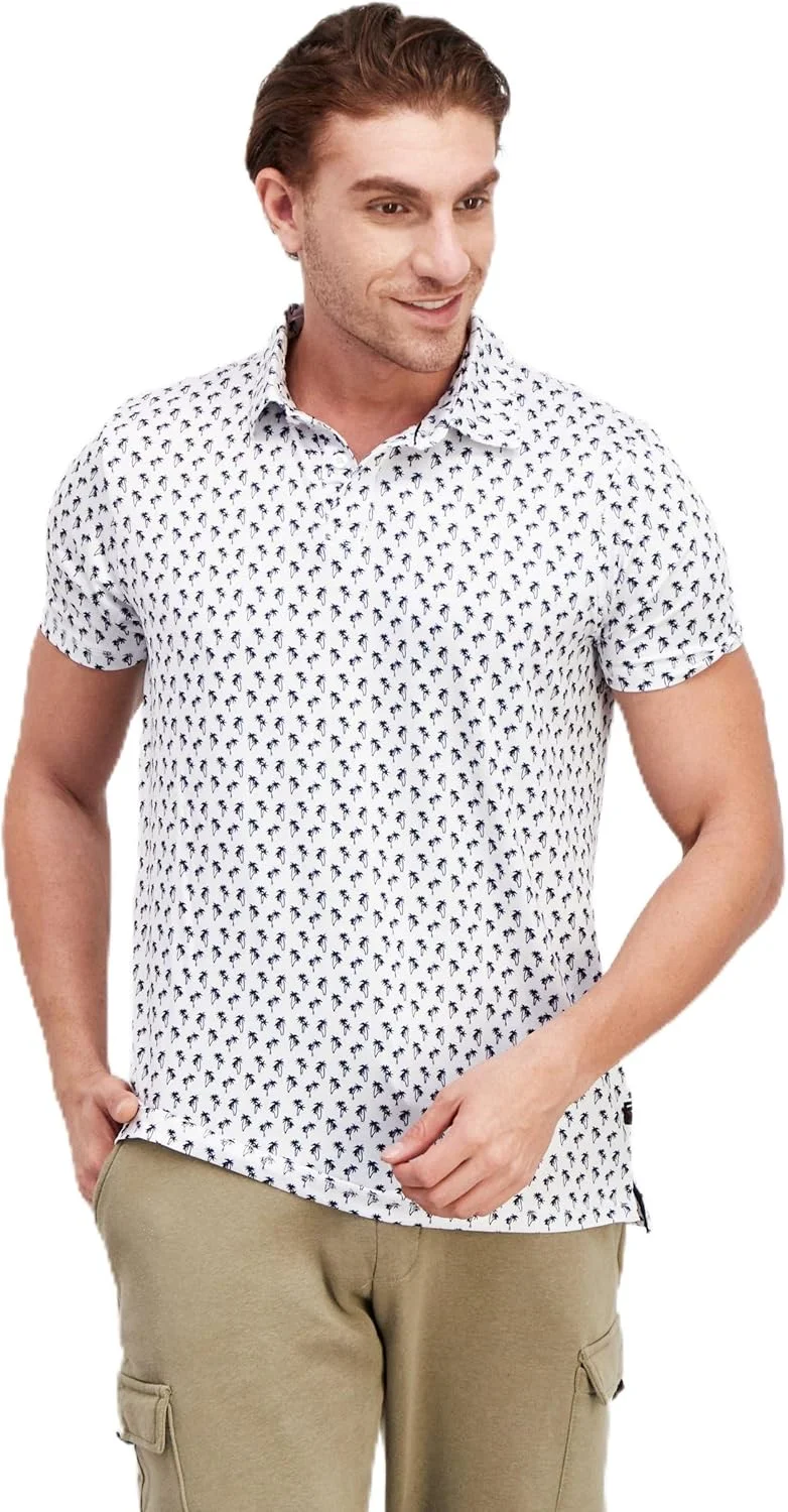 پیراهن پولو آستین کوتاه مردانه طرح دار سفید
