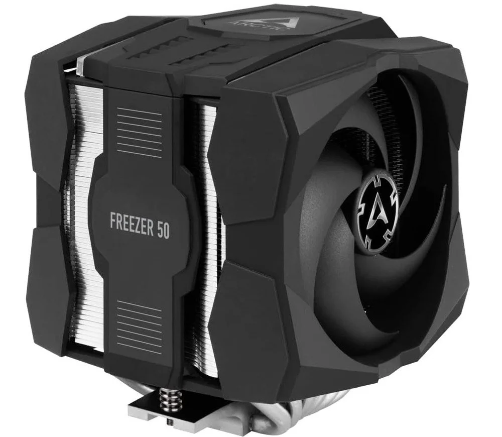 خنک کننده پردازنده دو برج Arctic Freezer 50 با کنترلر ARGB، سازگار با انواع سوکت، بلبرینگ دینامیک سیال، سرعت فن تا 140 میلی متر، 200–1800 دور در دقیقه | ACFRE00080A