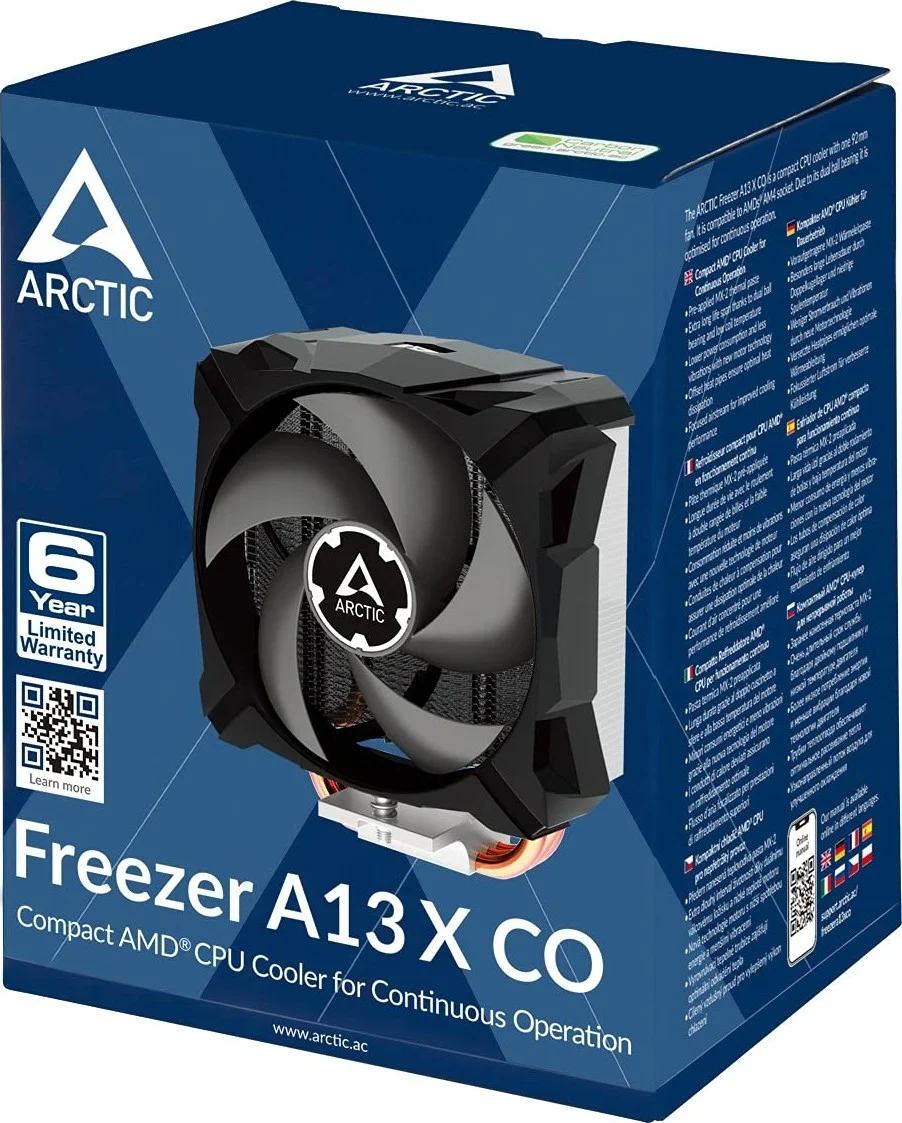 خنک کننده پردازنده Arctic Freezer A13 X Co، سازگار با سوکت AM4، قطر فن 92 میلی متر، بلبرینگ دوبل، 300-2000 دور در دقیقه، سطح نویز 0.3 Sone، مشکی | ACFRE00084A