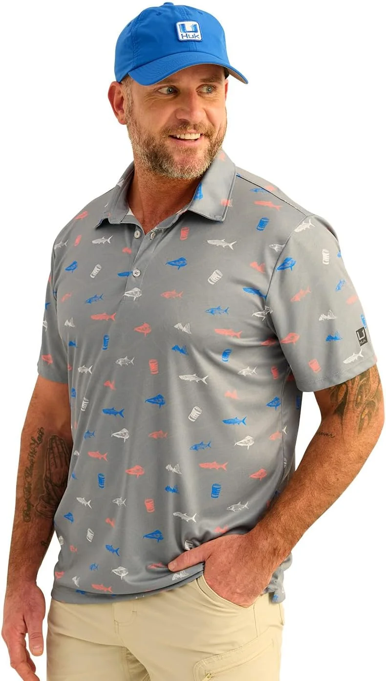 پولوشرت مردانه HUK Pursuit Pattern، پولوشرت آستین کوتاه عملکردی H1200635