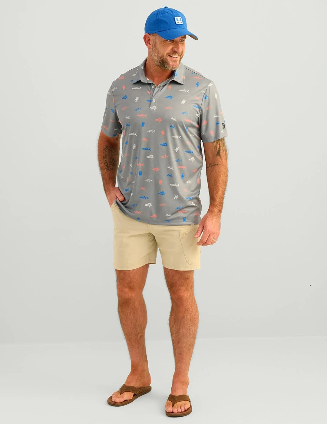 پولوشرت مردانه HUK Pursuit Pattern، پولوشرت آستین کوتاه عملکردی H1200635