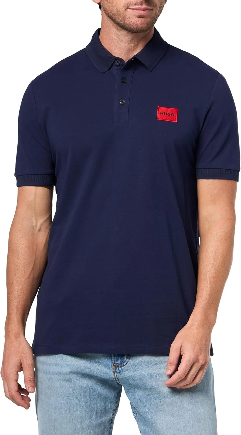 پولوشرت مردانه HUGO مدل Slim Fit با لوگوی مربعی، از جنس پنبه
