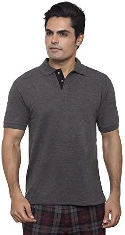 پولوشرت مردانه خاکستری یقه پیراهن نخی