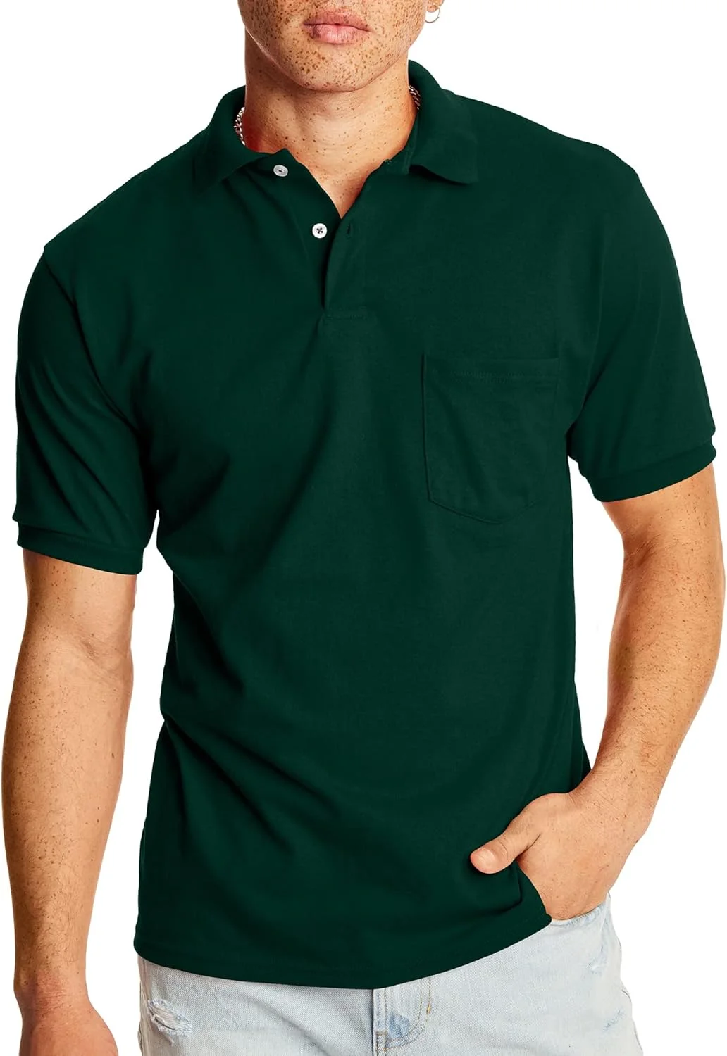 پیراهن های ورزشی مردانه هینز، پیراهن های چوگان مردانه EcoSmart با ترکیب پنبه و جیب، بسته 2 عددی