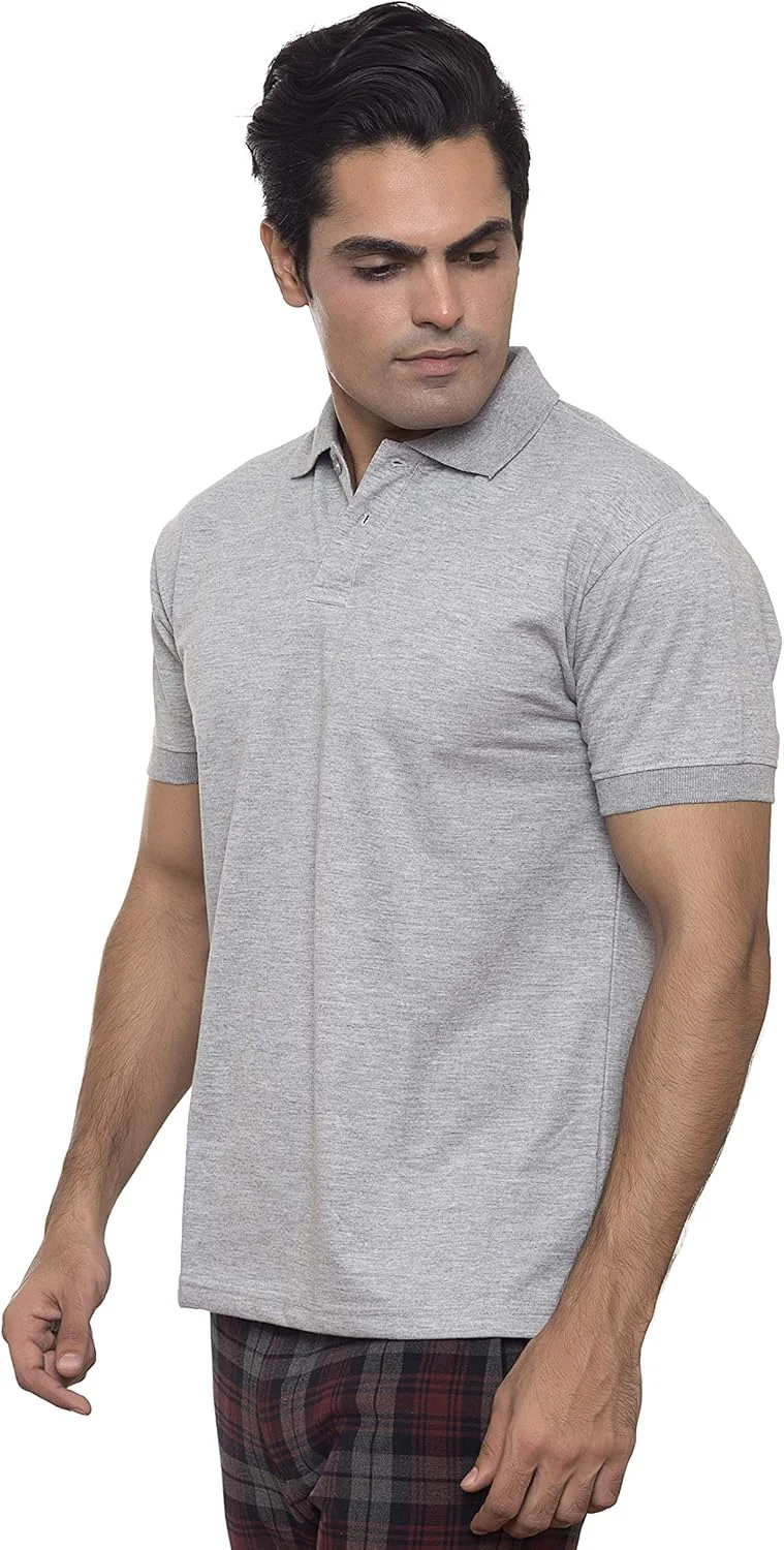 پولوشرت مردانه خاکستری یقه پیراهن نخی