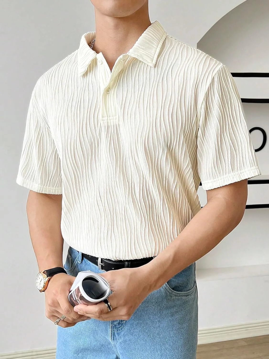 تی شرت مردانه ساده با برش معمولی GRECIILOOKS