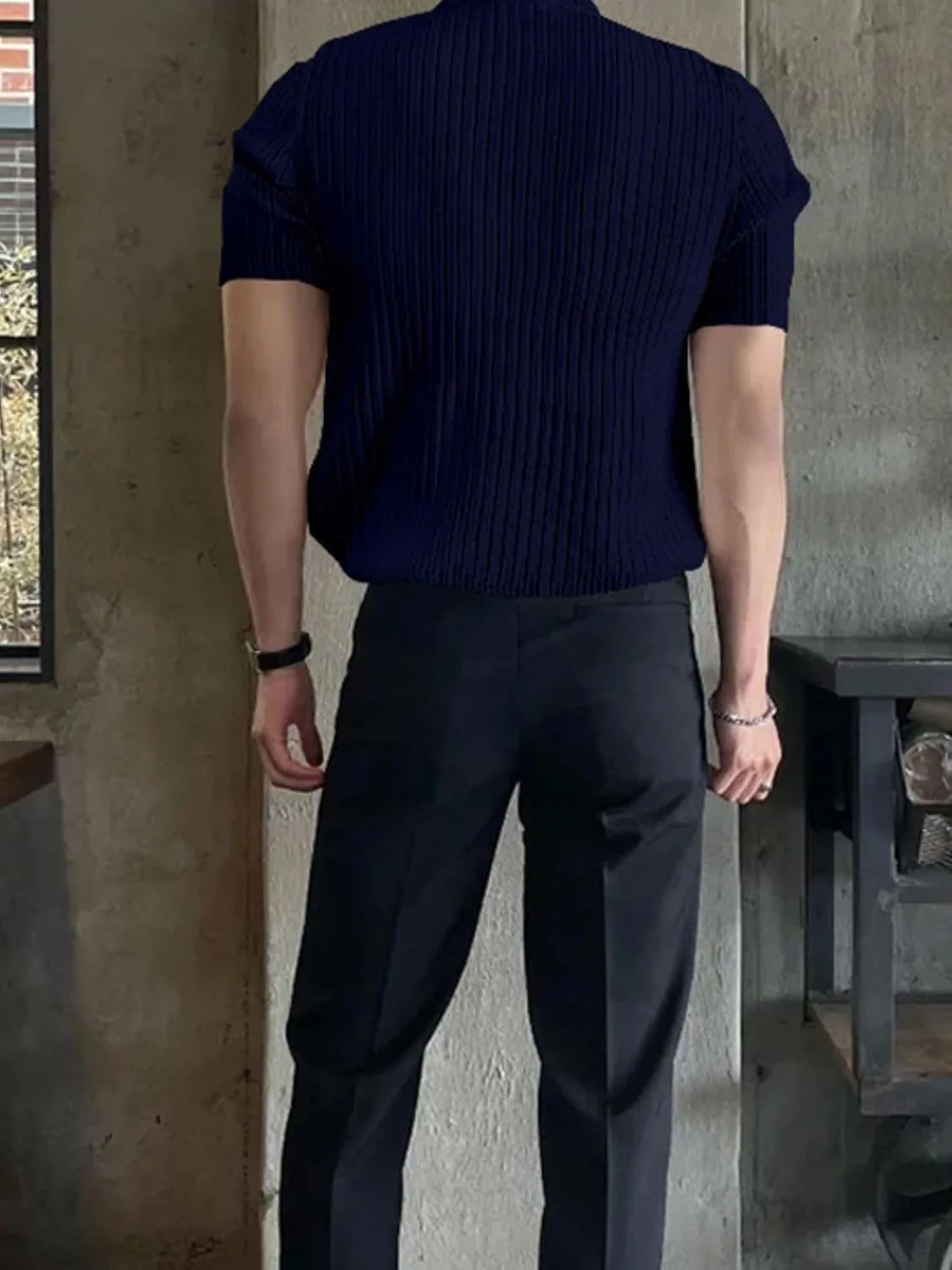 تی‌شرت مردانه نخی لایکرا GRECIILOOKS با برش معمولی (آبی، بزرگ)