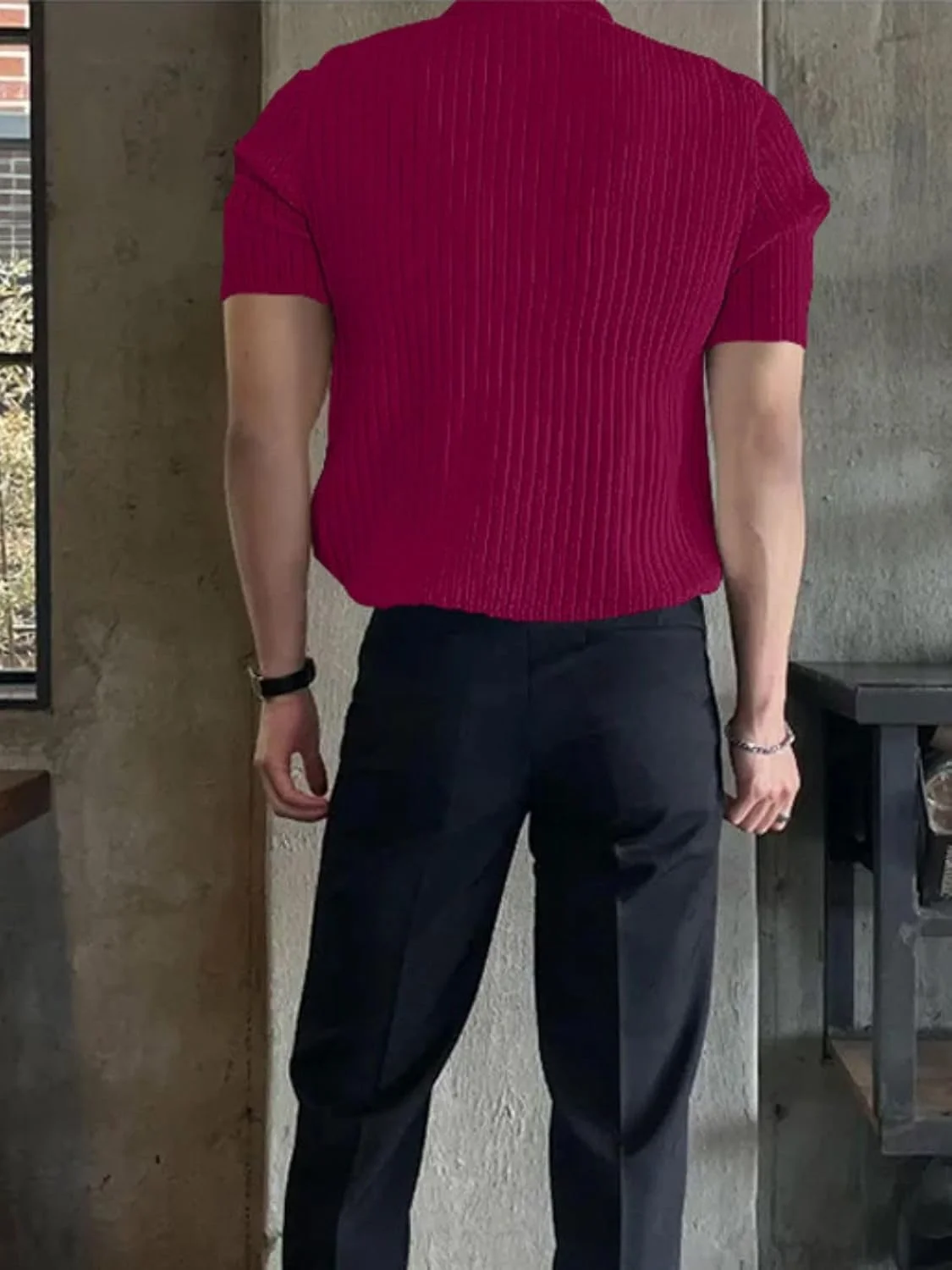 تی‌شرت آستین کوتاه مردانه مدل GRECIILOOKS، جنس پنبه و لاکرا، سایز XX-Large، رنگ شرابی