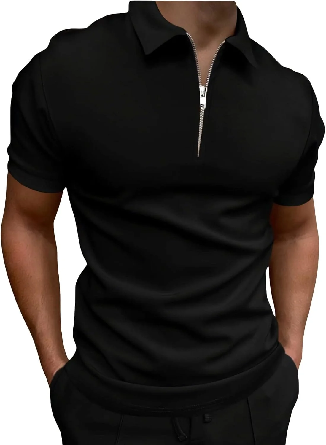 پولوشرت آستین کوتاه مردانه GORGLITTER با یقه زیپ دار و تن خور معمولی