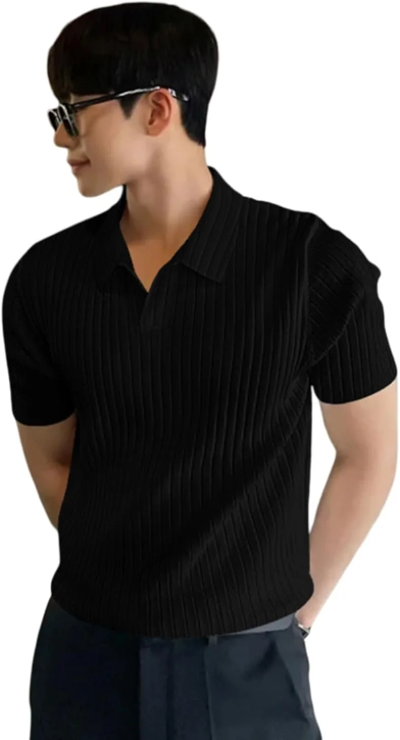 تی‌شرت آستین کوتاه مردانه مدل GRECIILOOKS، جنس پنبه و لاکرا، سایز کوچک، مشکی