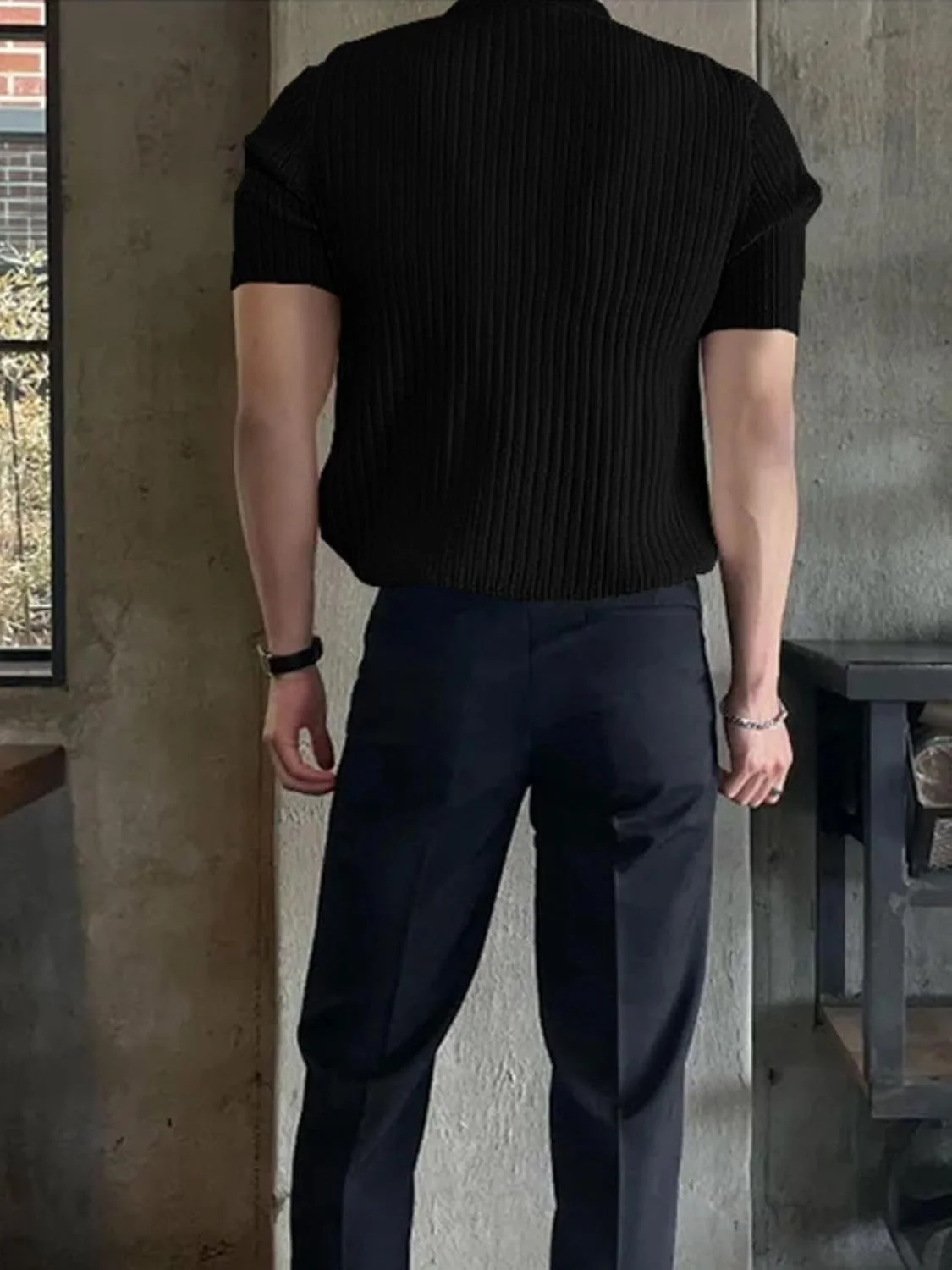 تی‌شرت آستین کوتاه مردانه مدل GRECIILOOKS، جنس پنبه و لاکرا، سایز کوچک، مشکی