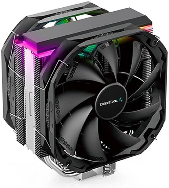 خنک کننده پردازنده تک برجی دیپ کول AS500 PLUS، طراحی 5 لوله حرارتی، 2 عدد فن 140 میلی متری TF140S PWM، سرعت 500~1200 دور در دقیقه، جریان هوای 70.81 CFM، ARGB LED، LGA2066/2011-v3/ AM4/AM3+/AM3، مشکی | R-AS500-BKNLMP-G