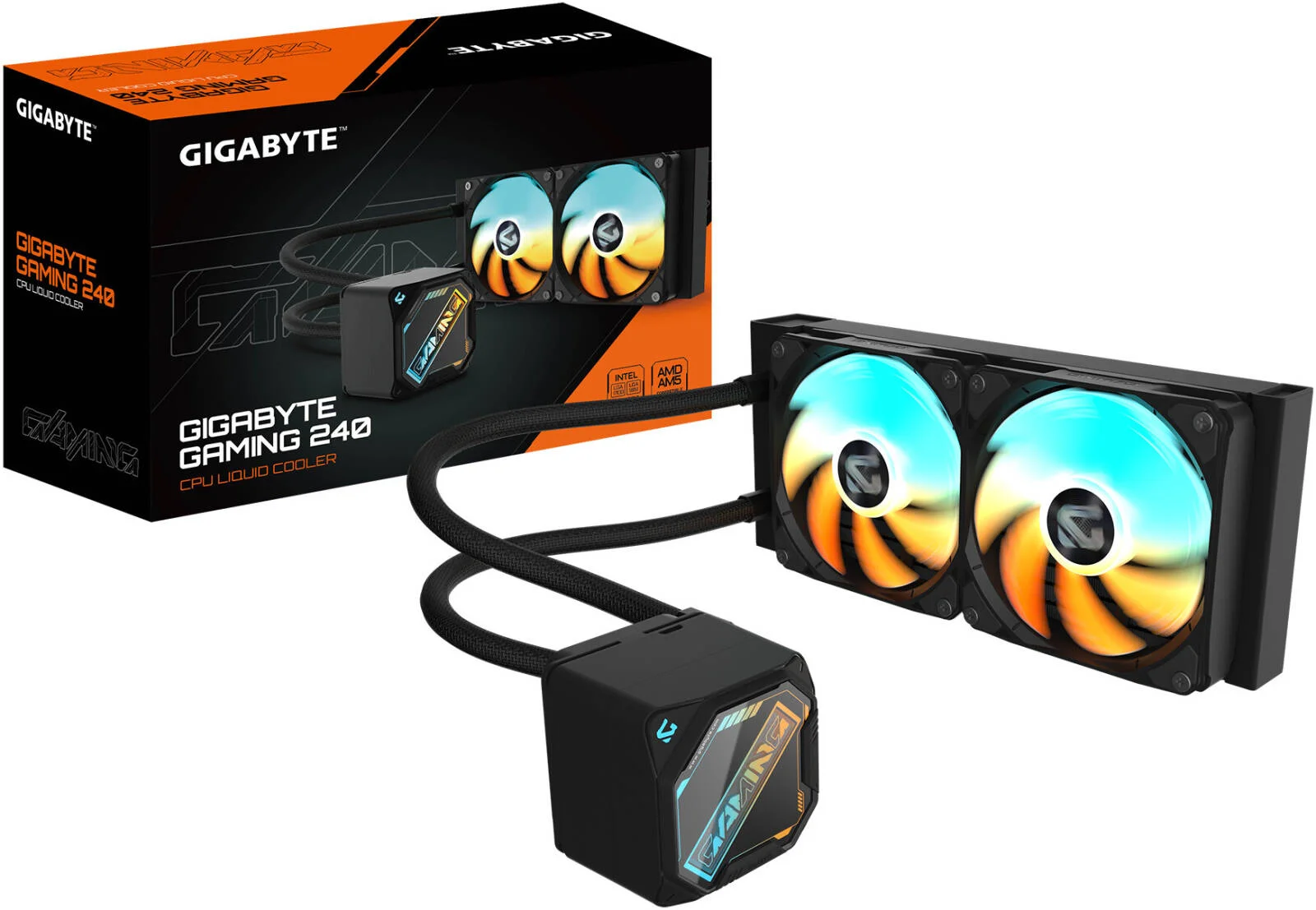 خنک کننده پردازنده GIGABYTE GAMING 240 ICE، دارای 2 فن 120 میلی متری ARGB، سرعت فن 2200 دور در دقیقه، جریان هوای فن 61.61 CFM، نوع بلبرینگ 2 توپی، رادیاتور آلومینیومی، بلوک مسی، مشکی | GP-GIGABYTE-GME-240