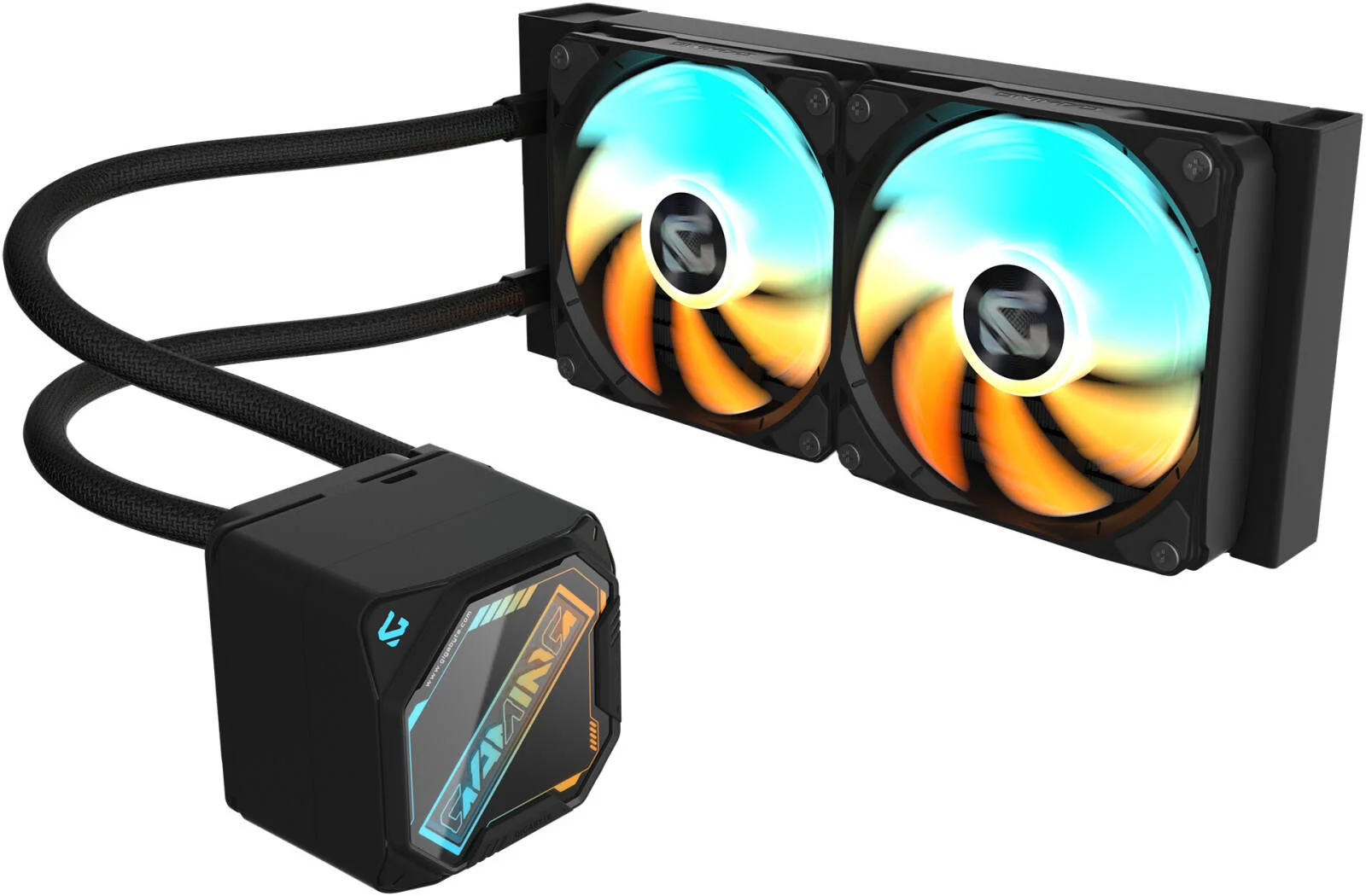 خنک کننده پردازنده GIGABYTE GAMING 240 ICE، دارای 2 فن 120 میلی متری ARGB، سرعت فن 2200 دور در دقیقه، جریان هوای فن 61.61 CFM، نوع بلبرینگ 2 توپی، رادیاتور آلومینیومی، بلوک مسی، مشکی | GP-GIGABYTE-GME-240