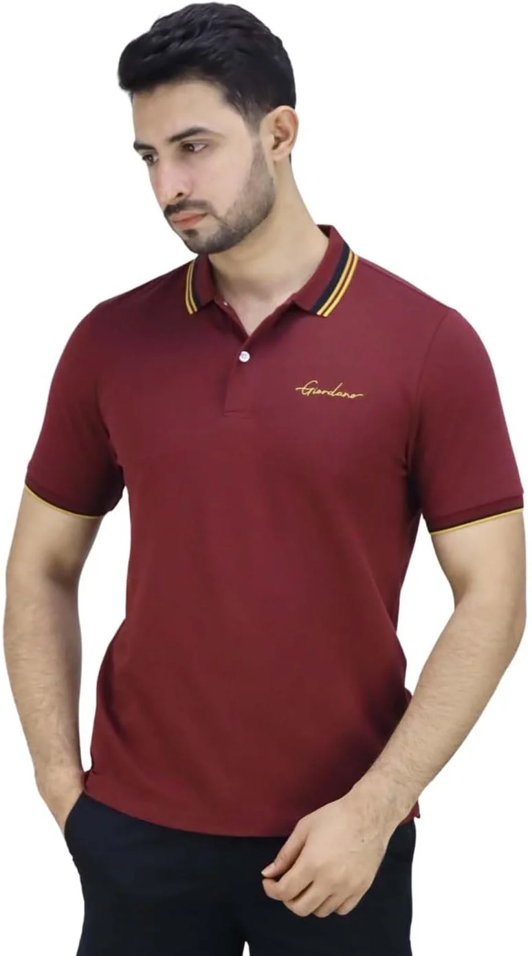 پولوشرت نخی اسلیم فیت جوردانو با گلدوزی قایق بادبانی