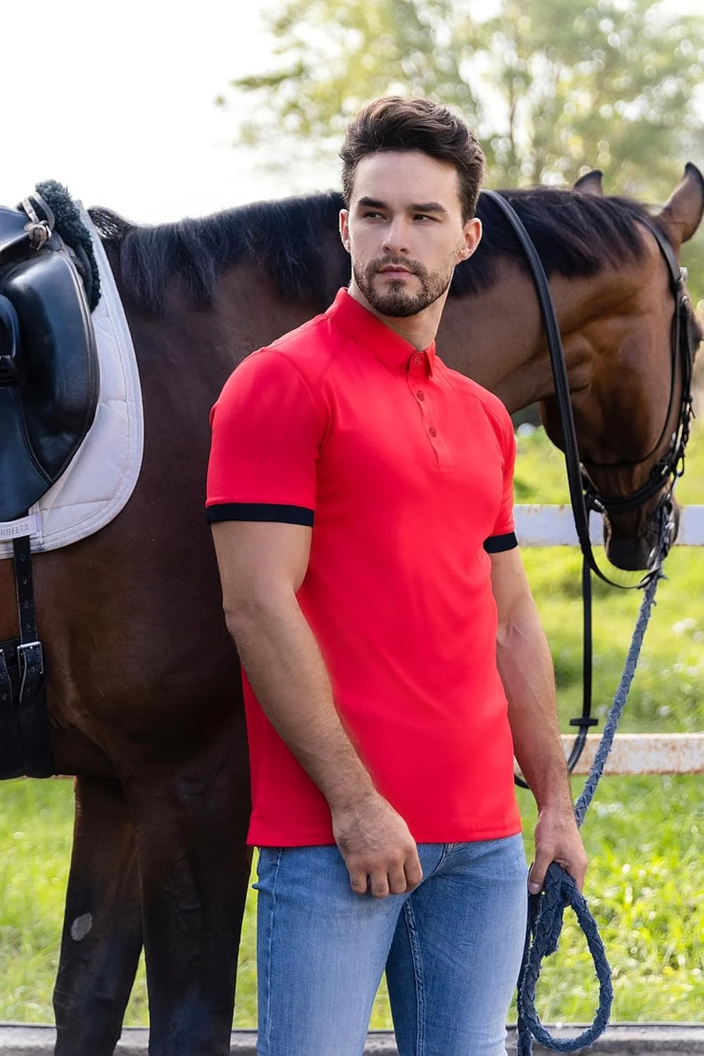 ست 5 عددی پولوشرت مردانه، رطوبت گیر، دکمه دار، مناسب باشگاه، ورزش و تاپ های آستین کوتاه مردانه