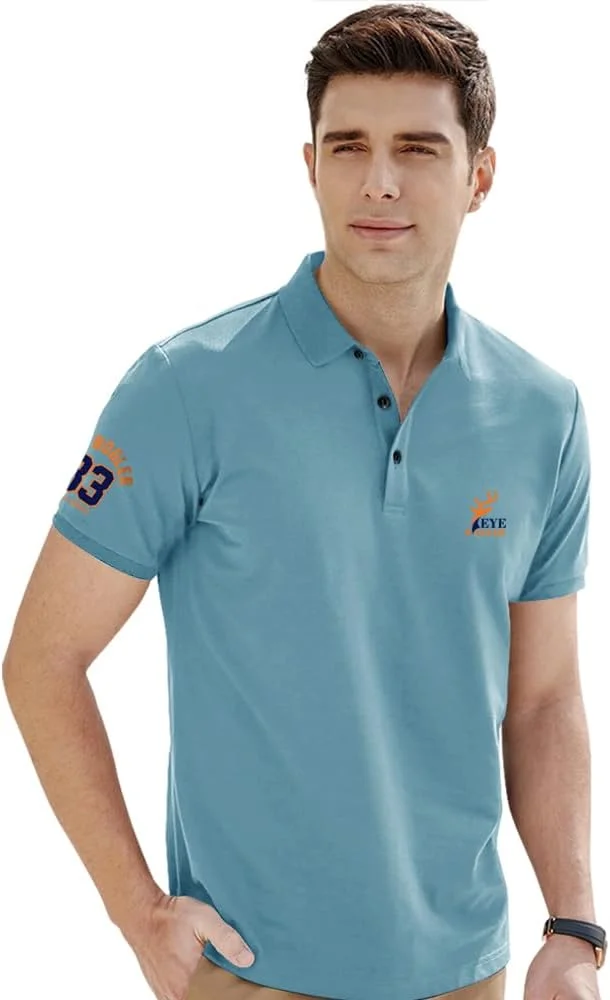 تی شرت آستین کوتاه یقه پولو مردانه EYEBOGLER با تن خور معمولی و طرح ساده