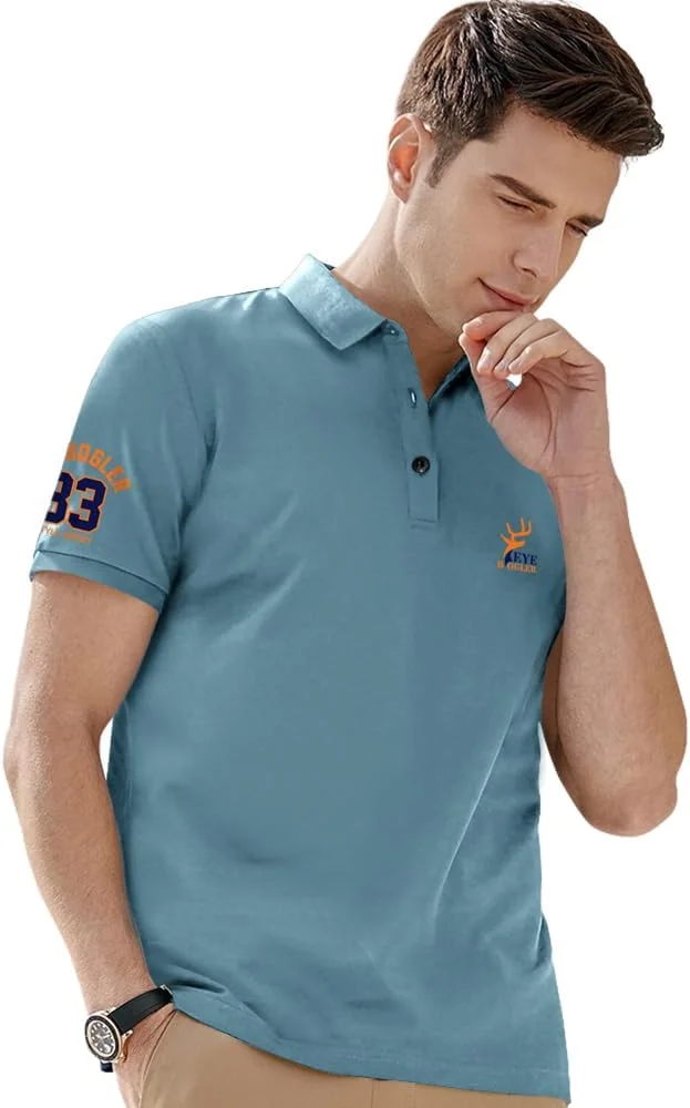 تی شرت آستین کوتاه یقه پولو مردانه EYEBOGLER با تن خور معمولی و طرح ساده