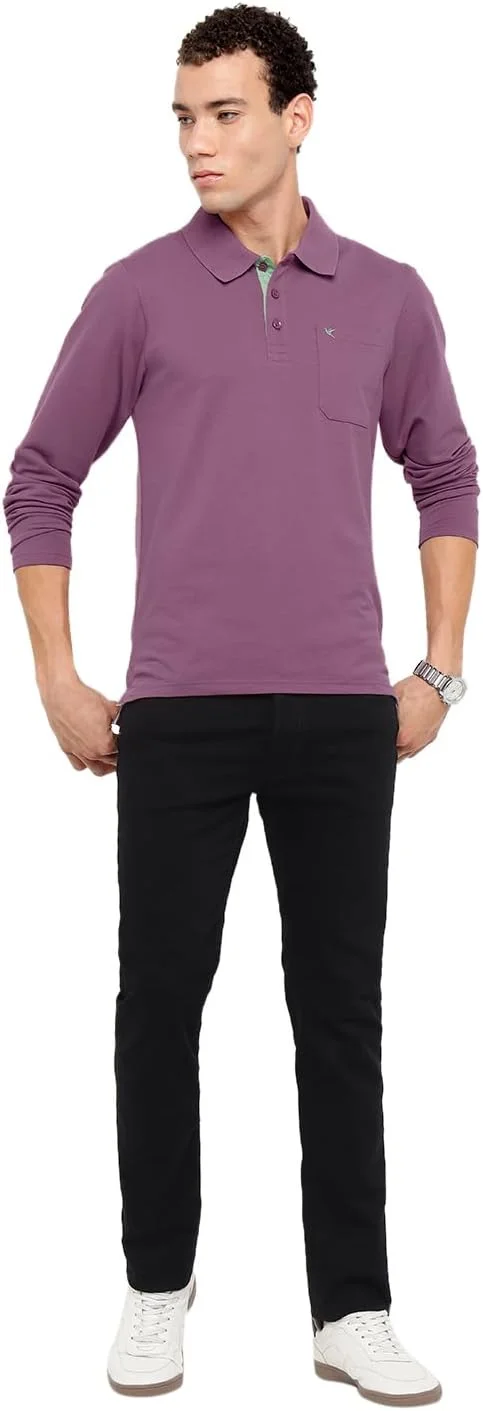 تی‌شرت آستین بلند مردانه دنیکلو، یقه پولو، برش معمولی، پنبه پلی‌استر پیکه‌، شسته شده با مواد طبیعی