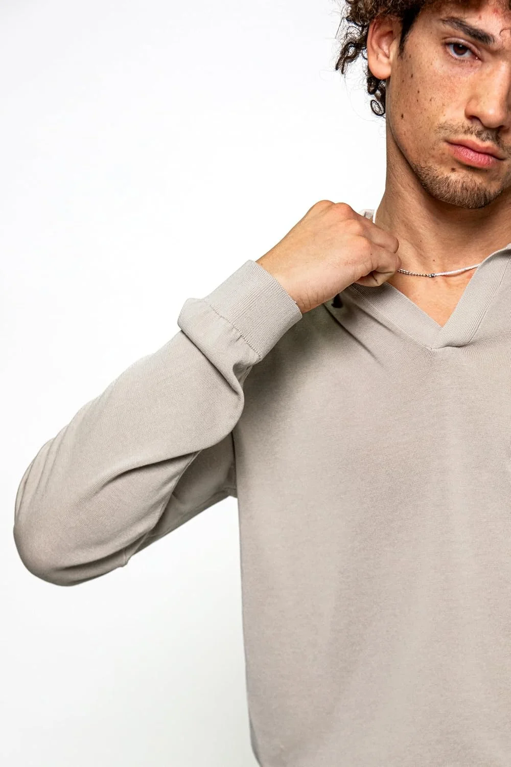 پلیور مردانه آستین بلند نخی خنک بدون دکمه